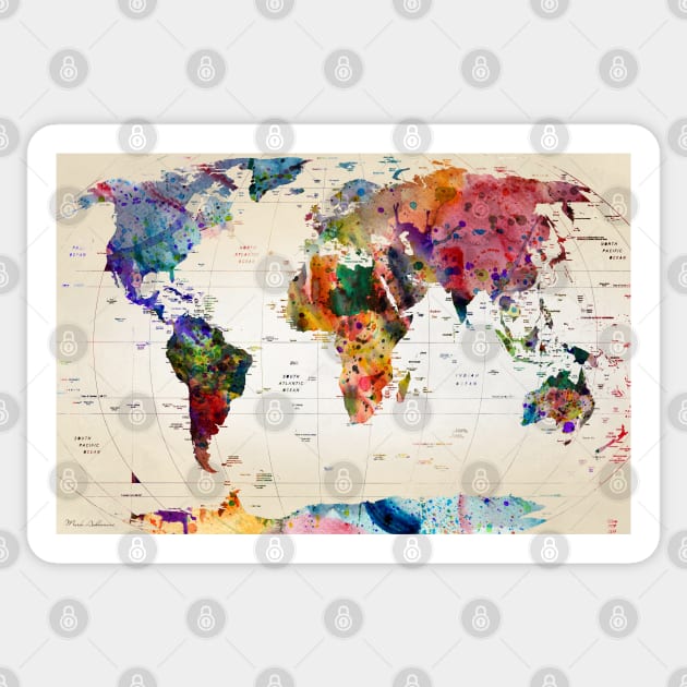 map of the world Sticker by MARK ASHKENAZI